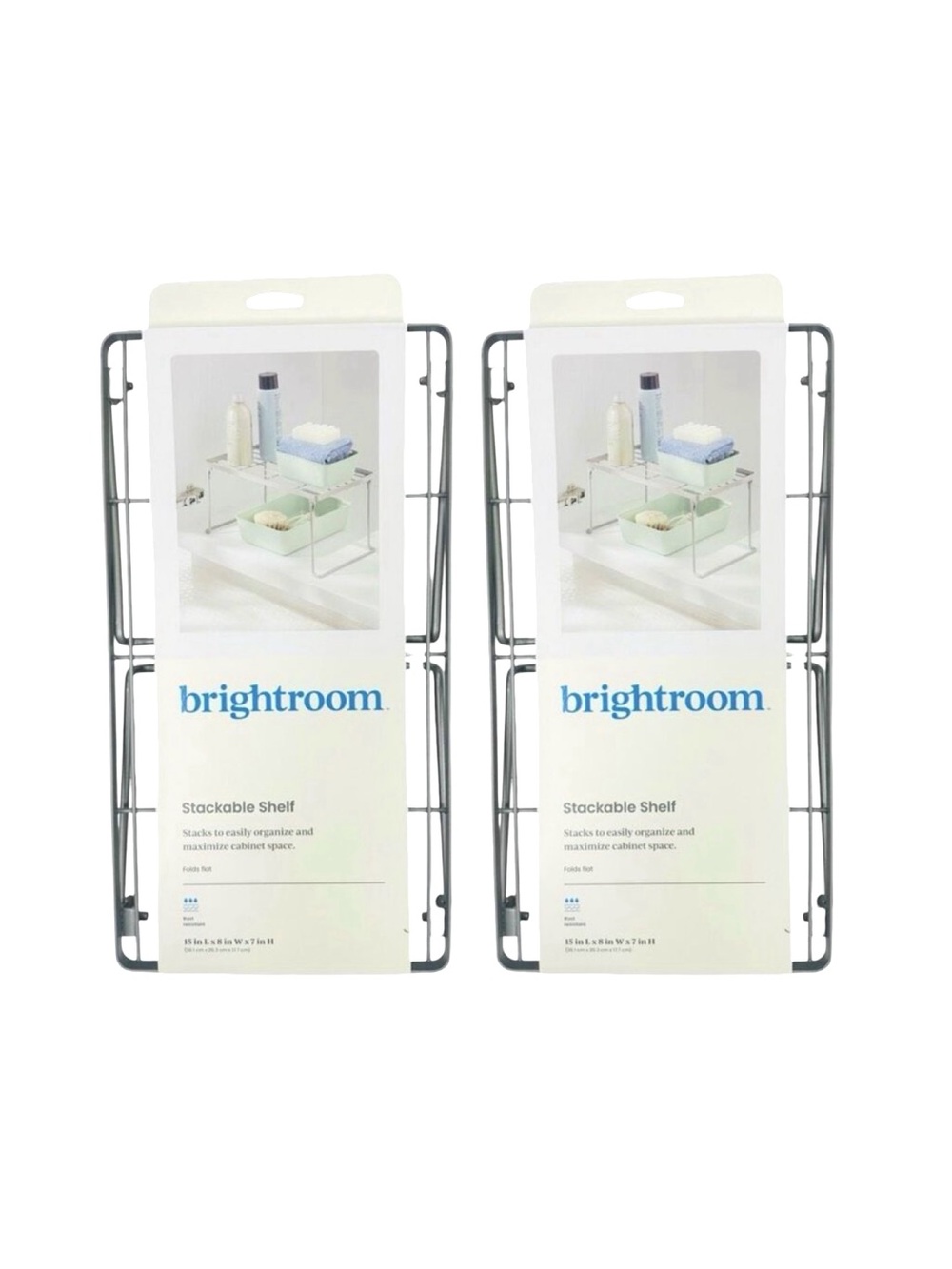 Brightroom Stackable Shelf - 15” x 8” x 7” - Set of 2 - No Assembly Required
